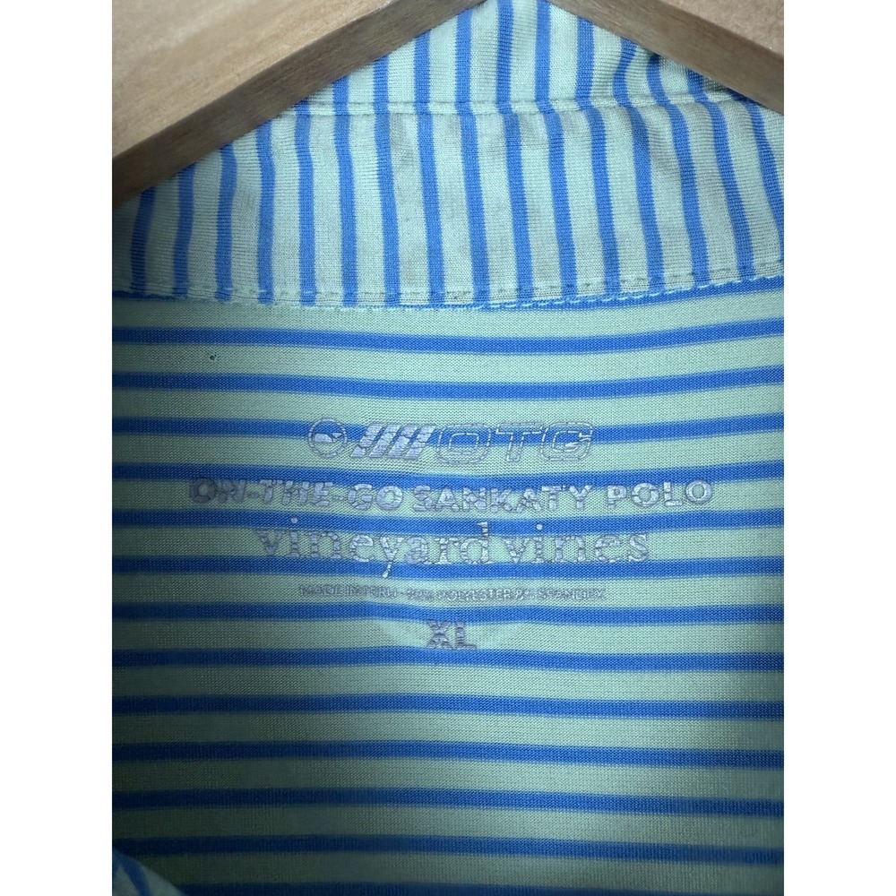Vineyard Vines Polo Shirt Mens XL Green Stripe On-The-Go Sankaty Golf Stretch - Picture 3 of 9